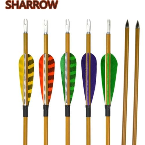 6Pcs 31" Archery Carbon Arrows Spine 900 Carbon Arrows with Natural Feather For Bow Outdoor Targeting Shooting Accessories