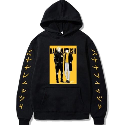 Hot Anime Banana Fish Mens Hoodie Printed Mens and Womens Popular Fashion Harajuku Banana Fish Hoodie Pullover Streetwear