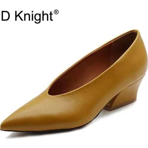 Brand New Pointed Toe Women Dress Pumps Sexy Shallow V-mouth Black White High Heels Lady Office Shoes Plus Big Small Size 33 40