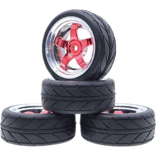 1/10 RC On Road Tires 64mm Wheels Rim hub 5Spoke for 1:10 RC On-road Racing Touring Car Tamiya HPI HSP Sakura D3 D4 TT01 4WD