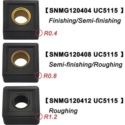10PCS SNMG120404 SNMG120408 SNMG120412 UC5115 Carbide Inserts External Turning Tool SNMG CNC Lathe Cutter Tools For Cast Iron