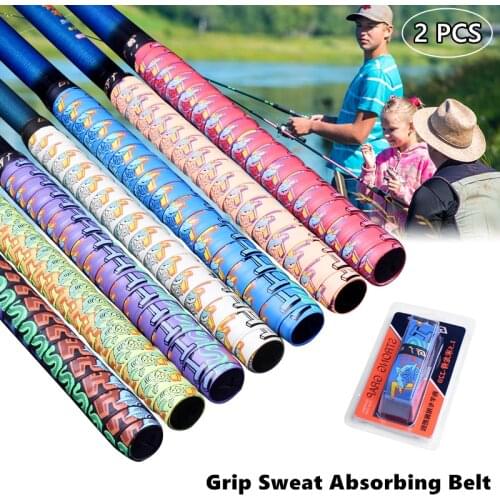 2Pcs Anti-slip Multicolor Fishing Rods Grip Tapes Sweat-absorbent Badminton Racket Handles Tapes