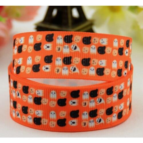 22mm 25mm 38mm 75mm Ruban satin Halloween haunted Cartoon Character printed Grosgrain Ribbon party decoration 10 Yards X-01056