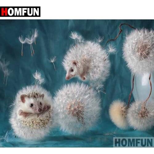 HOMFUN 5D DIY Diamond Painting Full Square/Round Drill "Animal hedgehog" 3D Embroidery Cross Stitch gift Home Decor A01336