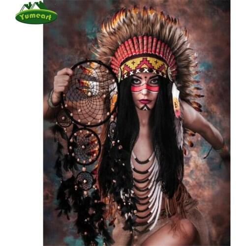 5D Diy Diamond Painting by Number Indian Woman Elf Dream Catcher Mosaic Embroidery Cross Stitch Rhinestone Paintings By Numbers