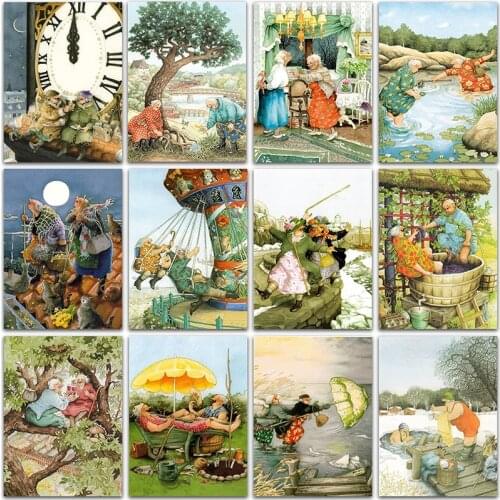 5D DIY Diamond Painting Cartoon Old couple Grandma Full Square&Round Diamond embroidery Cross stitch Diamond mosaic home decor