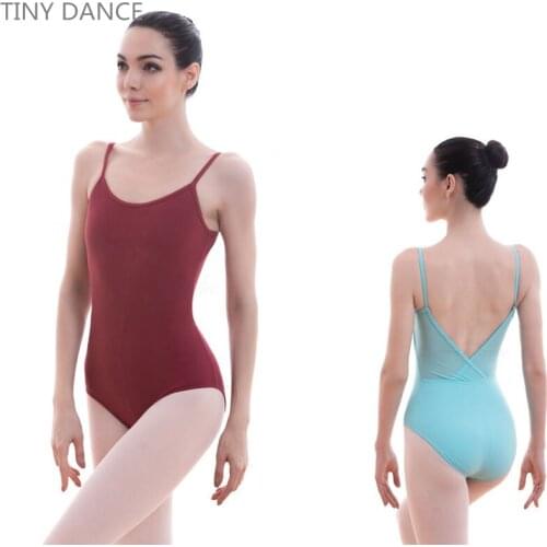 Free Shipping Womens Matte Lycra and Mesh Leotards Ballet Dance Wear V-back Camisole Lycra Leotard 6 Colors for Choose 02D0059