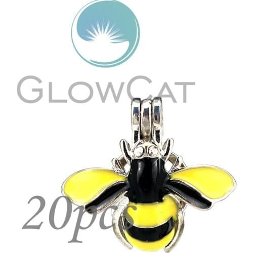 Colors Enamel Insect Honeybee Beads Cage Essential Oil Diffuser Pearl Cage Locket Pendant 20x KK1053