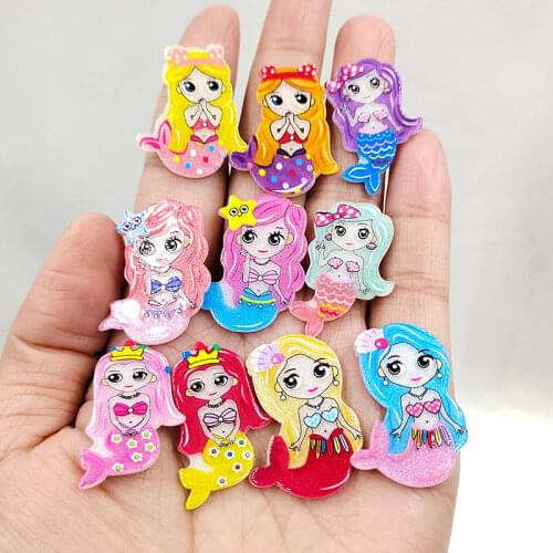 New arrival DIY acrylic cartoon mermaid planar resin cabochons horse for kids hair clips cover accessories