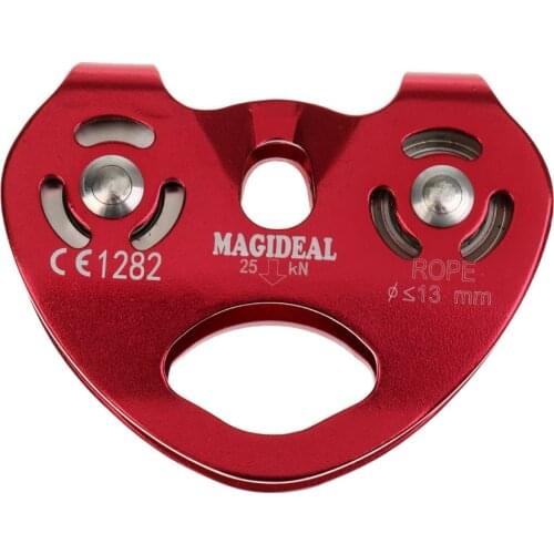 25KN Outdoor Rock Climbing Rescue Dual Pulley Zip Line Pulley Aluminum Magnesium Alloy Climbing Gear Hammock Hanging Device