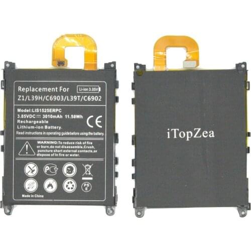 ITopZea 10pcs/lot 3010mAh / 11.58Wh LIS1525ERPC Replacement Battery For Z1 L39H C6902 C6903 L39T L39U L39H C6916 C6943 D5503