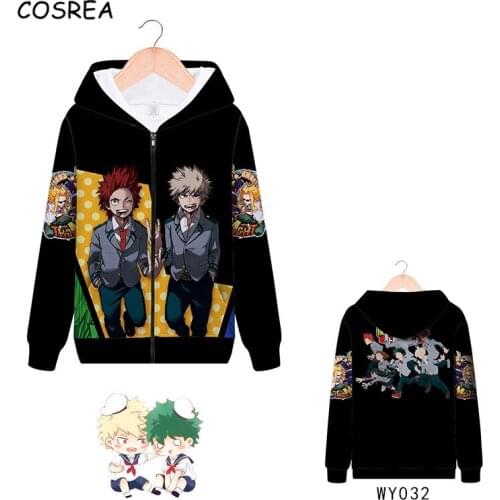Anime My Hero Academia Cosplay Costumes Surroundings Casual Men And Women Hooded Sweatshirt Full Color Printed Zipper Clothes