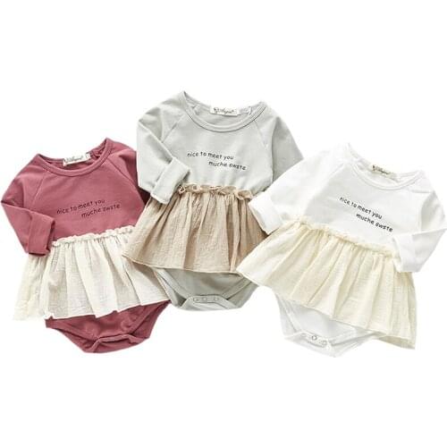 0-3Y Spring Baby Bodysuit Korean Version Baby Girl Bodysuit Child Lovely Dress Baby Girl Clothes Newborn Bodysuit Outfits Girls