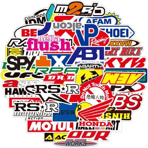 50PCS Fashion Racing Car Modification JDM Stickers DIY Bike Travel Luggage Phone Guitar Laptop Graffiti Sticker Decal Kid Toys