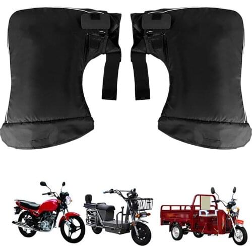 Motorcycle Handlebar With Reflective Strip Windproof PU Winter Thick Warm Handlebar Muffs Thermal Cover Gloves For Scooters