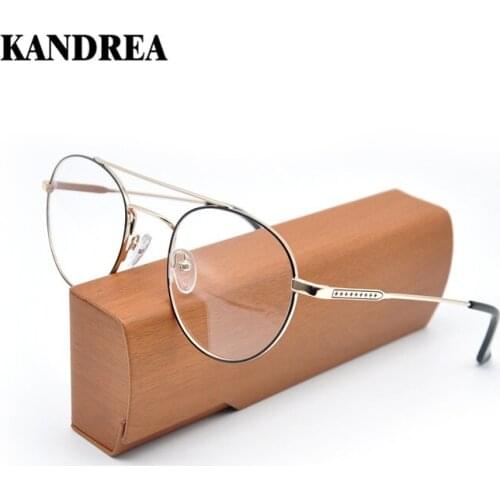 KANDREA 2021 New Vintage Round Women Glasses Unisex Metal Frame Clear Lens Myopia Optical Men Eyewear Oversize Design Eyeglasses