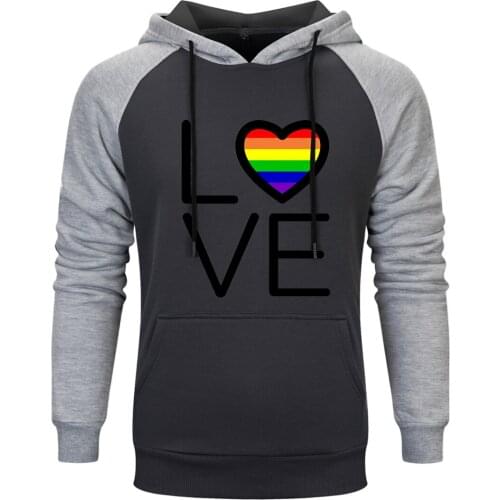 Mens Raglan Hooded Love Printing K-pop Fashion Sweatshirts Outwear Tops Clothing Pullovers Loose Fit 2020 Retro Supoleron Hombre