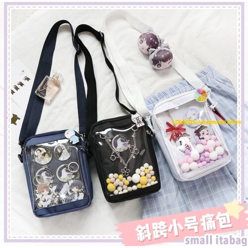 Soft Girl Small Itabag Harajuku Japanese Anime Lolita Transparent Messenger Shoulder Bag Cosplay JK Uniform Canvas Handbag