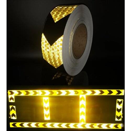50mm width shining reflective warning self-adhesive stikcer with color arrow printing for car
