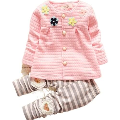 The New Spring Flowers Long Sleeve Coat+pants Suit Child 0-4 Years Children Sets for Girls Kids Clothes Toddler Girl Clothing