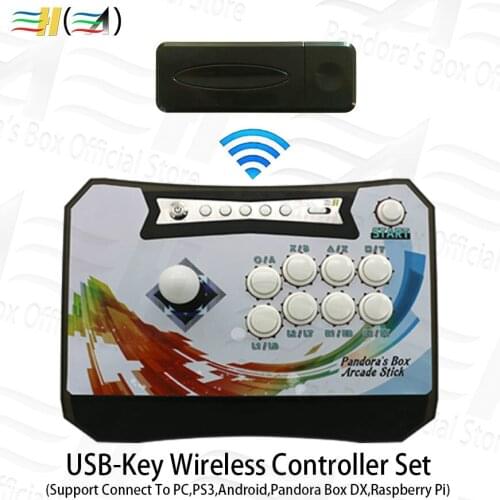 New Pandoras Box Wireless Arcade Joystick + Wireless Joystick USB-Key Set control PS3 PC Android Raspberry pi Pandora Box DX
