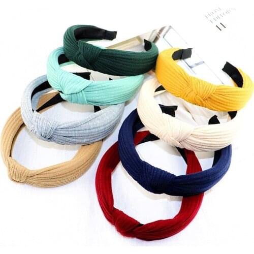 Wide Top Knot Hair Bands Fashion Fabric Knotted Headband Solid Soft HairBand Simple Pure Color Vintage Hair Hoop for Women girls