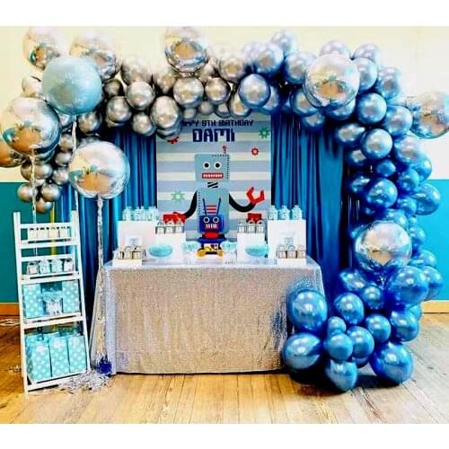 Omilut Robot Birthday Party Decor Cartoon Robot Disposable Plates/Cups Outer Space Birthday Disposable Tableware Supplies