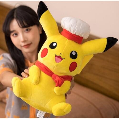 Pikachu Plush Doll Stuffed Toy Pokemon Pillow Gift Chef Image Anime Figure Peluche Squirtle Bulbasaur Toy Christmas Gift For Kid