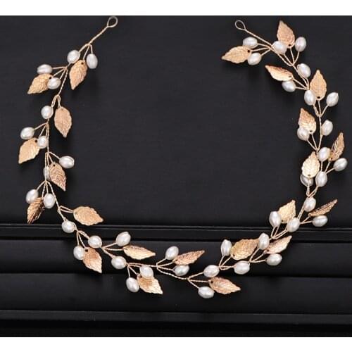 Trendy Wedding Hair Accessories Handmade Pearl Pearl Headband Bridal Hair Accessories Gold Tiara Princess Party Headband Jewelry