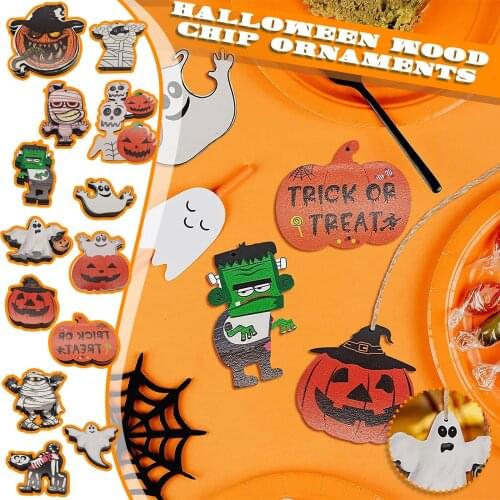 Holiday Diy Decorative Wood Chip Tags Blank Wood Ornaments Paper-cut Crafts Ornaments Halloween Party Decoration Supplies Gifts