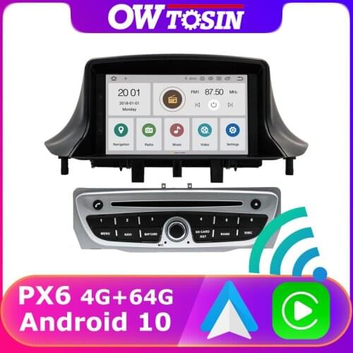 PX6 4G+64G For Renault Megane III Fluence Android 10.0 GPS Radio Wireless Carplay TDA7850 Bluetooth 5.0 WiFi DAB DSP HDMI 5*USB
