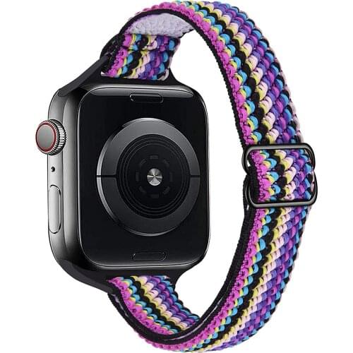 Slim Scrunchie Strap for Apple watch band 40mm 44mm 38mm 42mm Adjustable Elastic Nylon solo Loop bracelet iWatch 3 4 5 6 se band