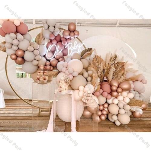 147pcs Doubled Cream Peach Apricot Balloon Garland Pink Rose Gold Baby Shower Balloons Arch Birthday Party Wedding Decoration
