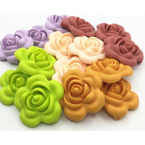 20pcs/lot Silicon Flower beads Food grade Pendant for teething necklace DIY loose beads pendants teether Necklaces Jewelry