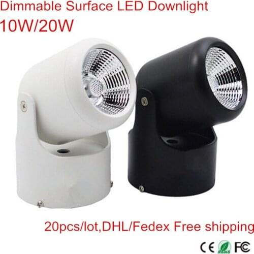Dimmable 10W 20W Super Bright Spot light 180 Degree Rotation Ceiling Lamp Surface Mounted LED DownLight 20pcs/lot,DHL Free ship