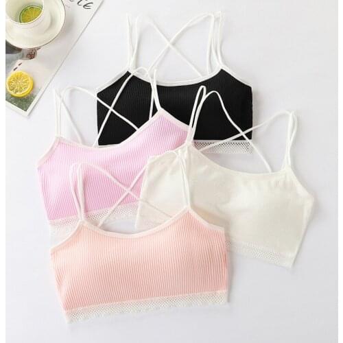 Girls Tube Top Underwear Straps Gather Beautiful Back Girl Vest Student Sports Training Bra Can Be Worn Outside 8 to 18Y