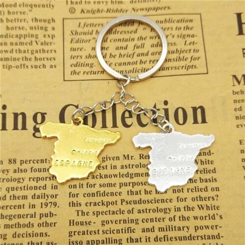 Dropship Trendy Spain Map Keychains Women Bag Car Key Ring Espanha Spanish Pendant Jewelery Christmas Gift Gold Color