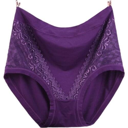 XL~4XL Solid Underpants For Women Plus Size Modal Briefs Lingerie Lace Panties High Waist Breathable Underwear Female Intimates