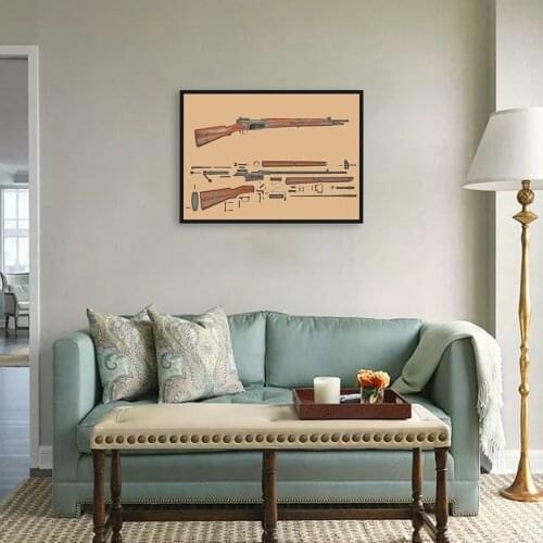 Vintage Kraft Paper Poster World Famous Gun Decorative Painting Wall Art Picture Wall Chart Living Room Home Decor