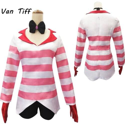 Hazbin Cosplay Hotel Costumes Women Shirt Angel Uniform Tops Shorts Full Set Hazbin Dust Outfit Girls Halloween Carnival Party