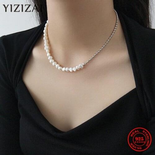 YIZIZAI 925 Sterling Silver Gold Color Planet Pearl Short Necklace Necklaces for Women Ewelry Niche Ins Style Luxury Choker Gift
