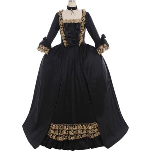 Cosplaydiy Custom Made 18th Century Colonial Black Rococo Belle Ball Gown Marie Antoinette Baroque Dress Wedding Dress L320