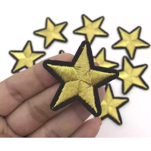 Gold Star Patches for Clothes T-shirt Iron on Patch DIY Apparel Accessories Appliqued Embroidery Clothing Patch 10pcs/lot