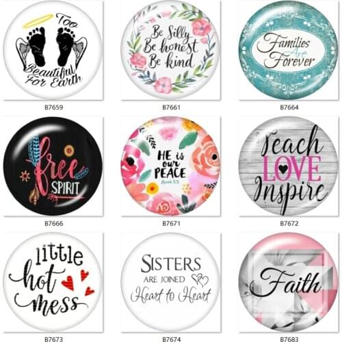 WORD FAITH SISTER LOVE 10pcs mixed 12mm/18mm/20mm/25mm Round photo glass cabochon demo flat back Making findings B7656
