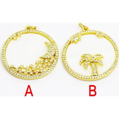 10Pcs Wholesale Round Pendant Zircon White shell Pendant Mix shape Jewelry Necklace Accessories New design pendant 51596