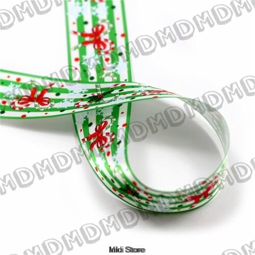 100 Yards 9mm-75mm Size Christmas Crutches Printed Satin Ribbon DIY Handmade Gift Wrapping, Packing Webbing MD150707-25-1033