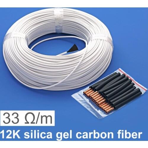 12K 33ohm/m Carbon Fiber Heating Cable 10/20/30/50/100m Warm Floor Heating Wire