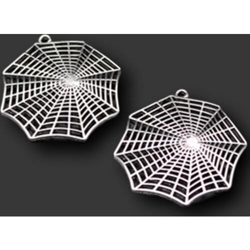 2pcs Antique Silver Color Spider Web Charm Alloy Pendant For Necklace Earrings DIY Fashion Jewelry Making 57*53mm A611