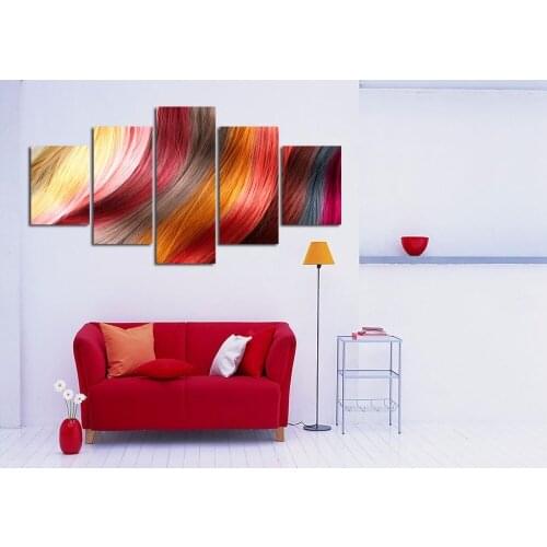 5 Pcs/Set Abstract Canvas Painting Modern Colorful hair Combined Canvas Wall Art Picture Home Decor drop shipping FA10
