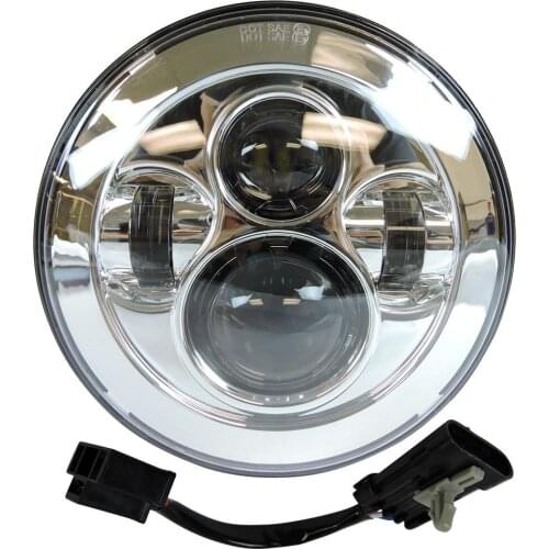 7" LED Chrome Round moto Projector Headlight Harley Street Glide Softail FLHX F + Wire Harness for 2014 2015 2016 Harley